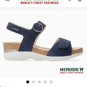 Mephisto Dark Blue Adjustable Sandals Oriano